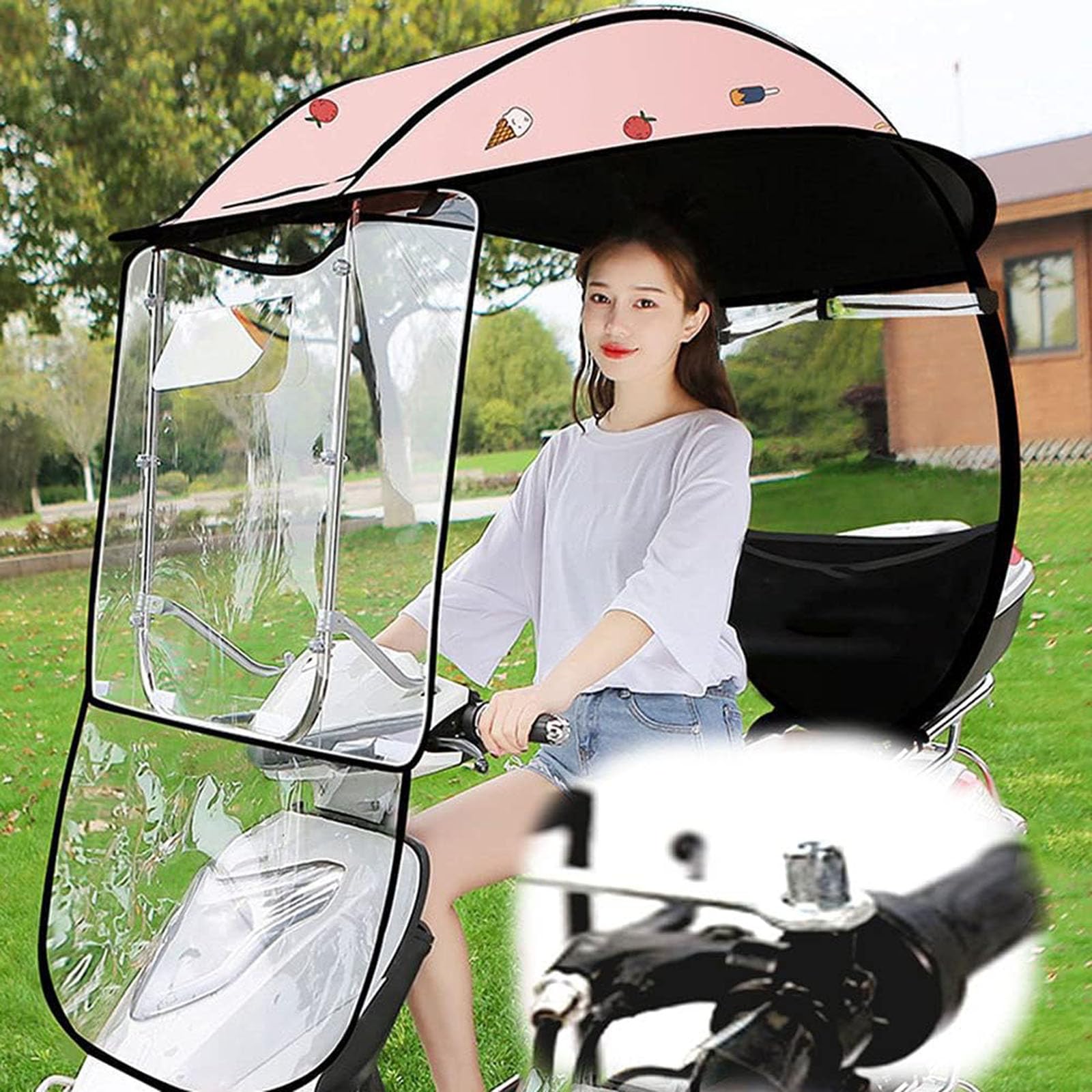 ElROal Motorrad-Roller-Abdeckung, Wasserdicht, Für Den Außenbereich, Elektroauto-Baldachin, Sonnenblende, Universeller Motorroller-Regenschirm, Mobilität,B von ElROal