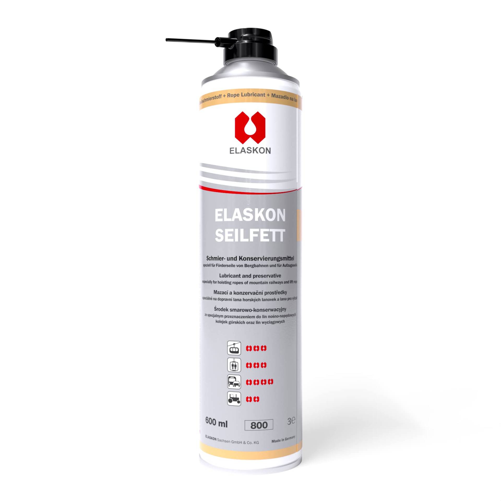 ELASKON Seilfett zur Konservierung und Schmierung von Drahtseilen / Korrosionsschutz (1 x 600ml Aerosoldose) von ELASKON