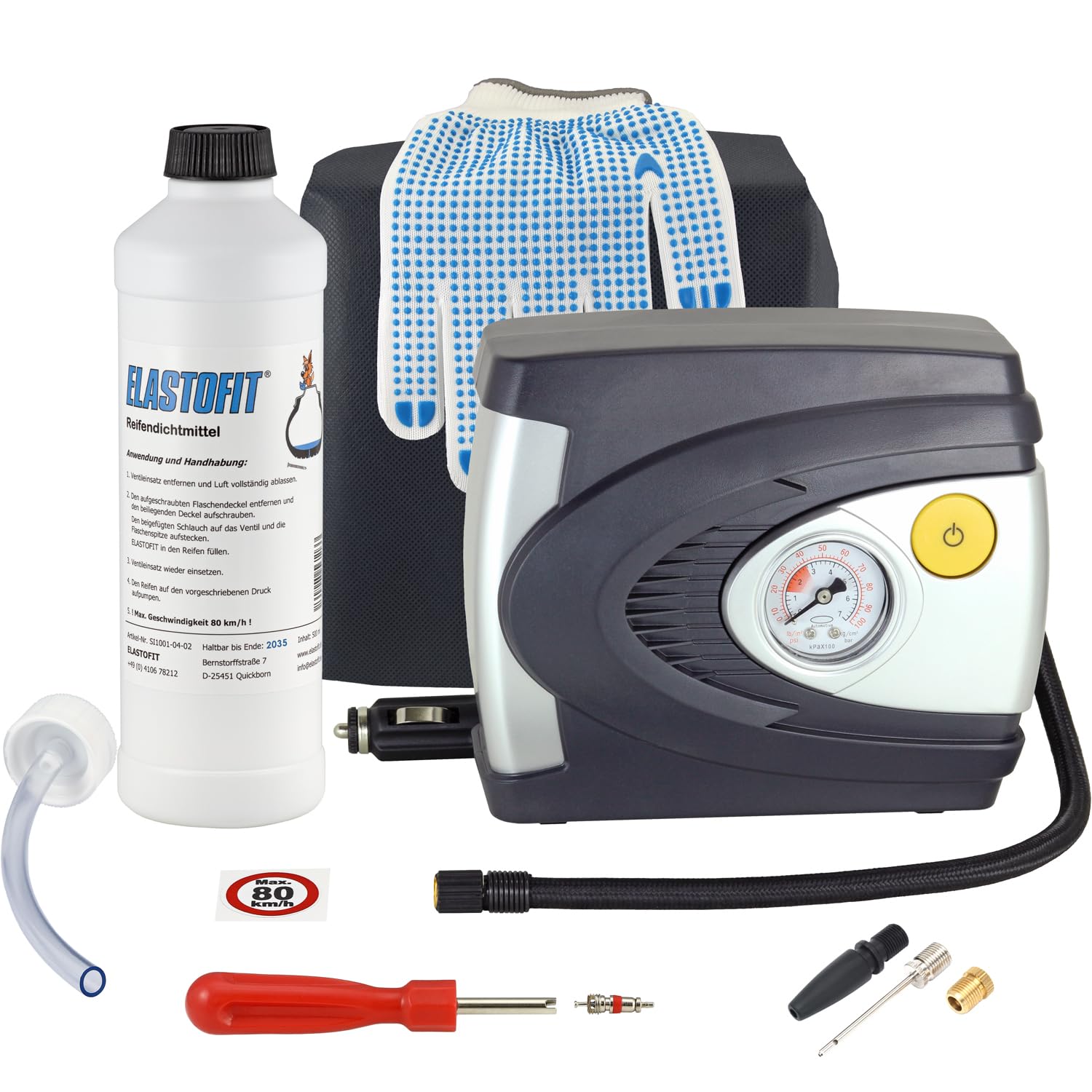 ELASTOFIT Reifen Pannenset mit Kompressor Reifendichtmittel 10 Jahre haltbar (Basic) ELASTOFIT Reifen Pannenset mit Kompressor Reifendichtmittel 10 Jahre haltbar (Basic) von ELASTOFIT