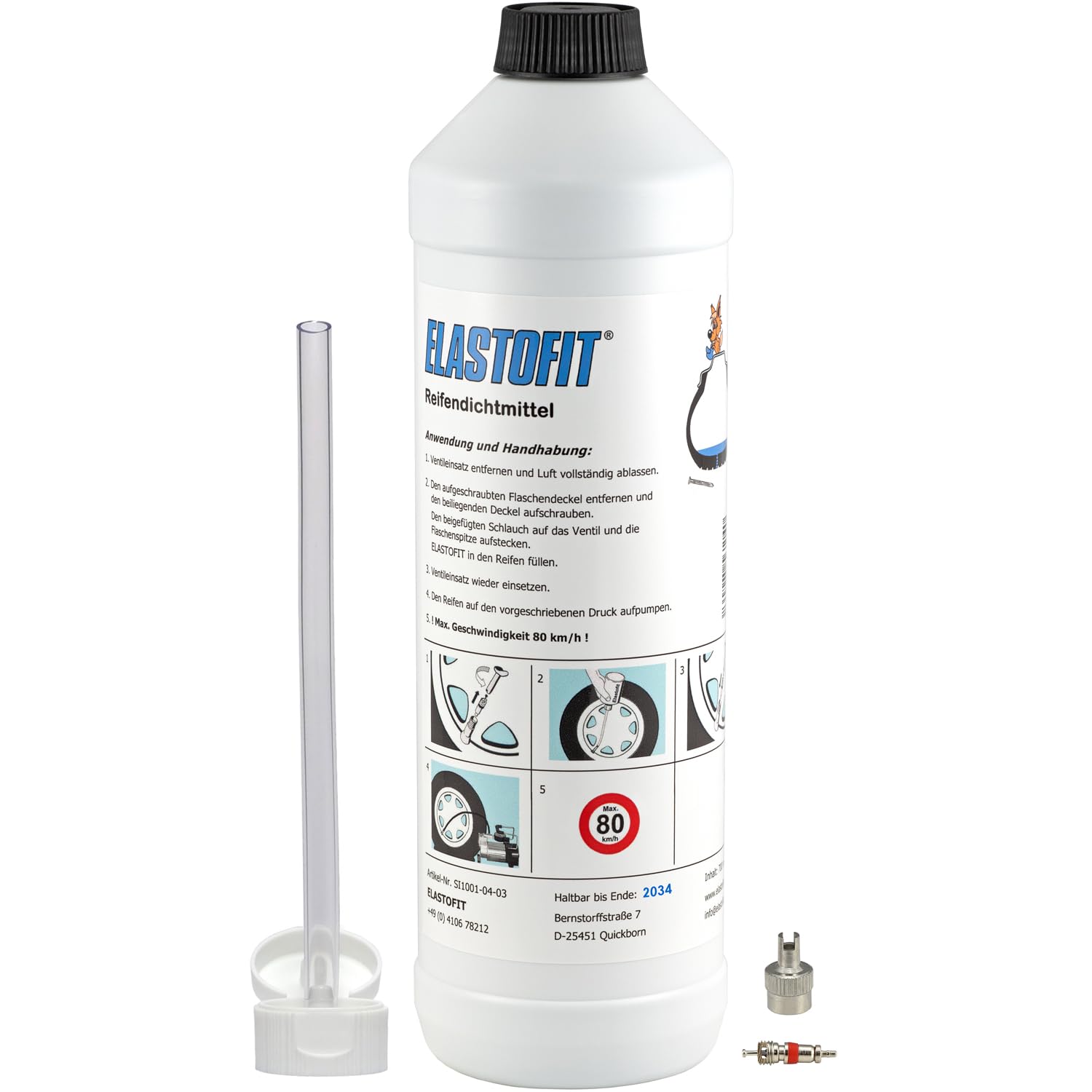 ELASTOFIT Nachfüllpack Pannenset Reifendichtmittel Ersatzflasche für alle PKW/SUV usw. 10 Jahre haltbar (700ml) von ELASTOFIT