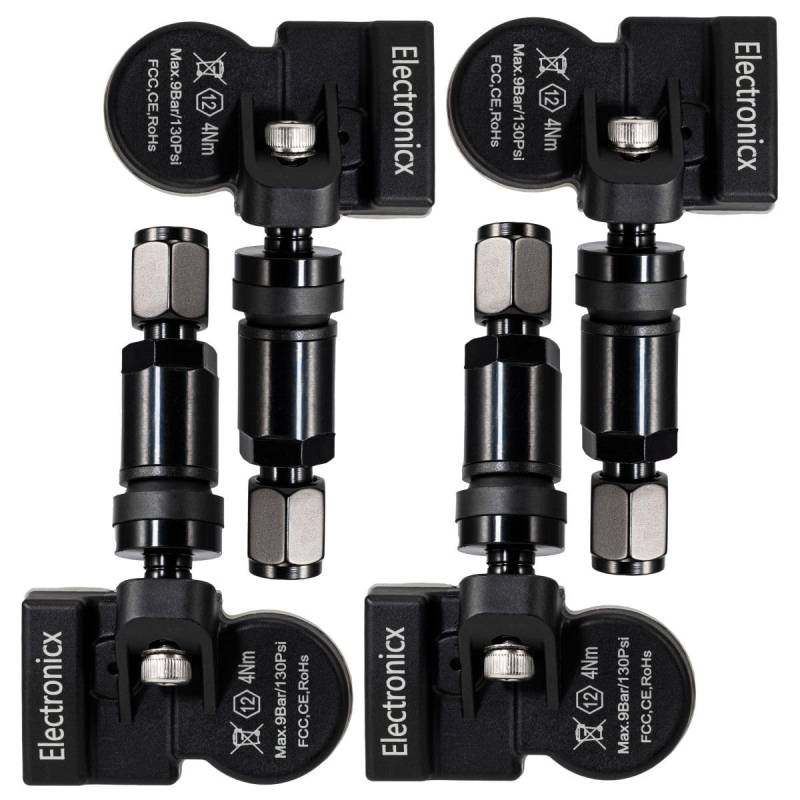 4x RDKS TPMS Reifendrucksensor Reifendruckkontrollsystem Metallventil Schwarz passend für A6 A8 RS6 RS6 Plus Phaeton Touareg von Electronicx