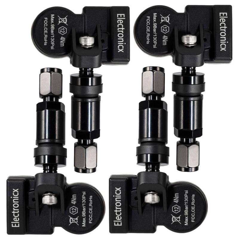 4x RDKS TPMS Reifendrucksensor Reifendruckkontrollsystem Metallventil Schwarz passend für kompatibel mit Cadenza Picanto Sportage von Electronicx