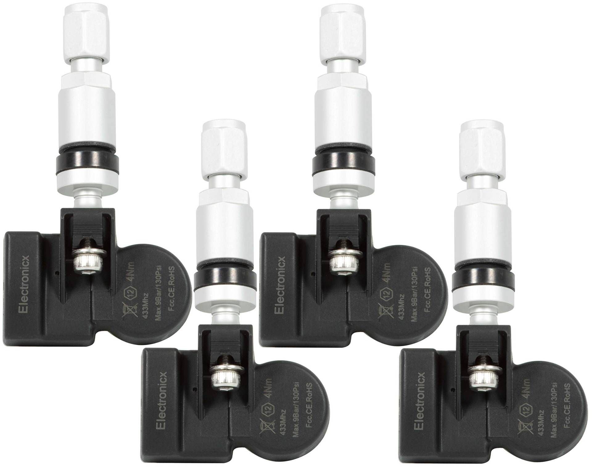 4x RDKS TPMS Reifendrucksensor Reifendruckkontrollsystem Metallventil Silber passend für 5er 6er 7er 8er X3 X4 X5 X7 von Electronicx