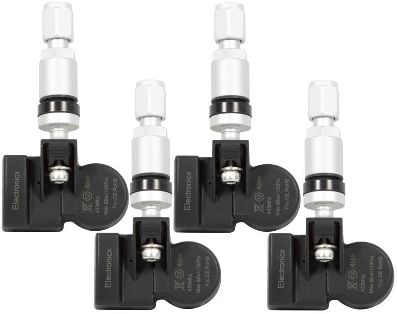 4x RDKS TPMS Reifendrucksensor Reifendruckkontrollsystem Metallventil Silber passend für A4C Ducato Boxer Ghibli Levante von Electronicx