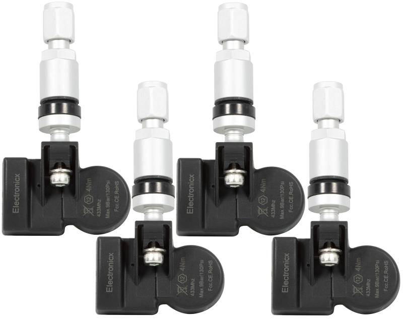 Electronicx 4X RDKS TPMS Reifendrucksensor Reifendruckkontrollsystem Metallventil Silber passend für CL CLS E GL M ML S SL von Electronicx