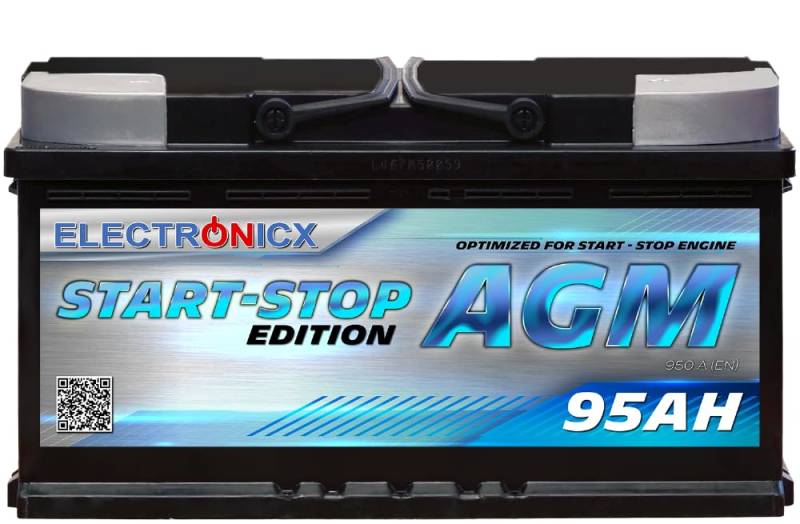 Autobatterie 95Ah AGM ersetzt 100Ah 12V, Start-Stop Starterbatterie, Kfz Batterie Pkw Batterie Starterbatterien AGM Batterie Battery 95 Ah Electronicx von Electronicx