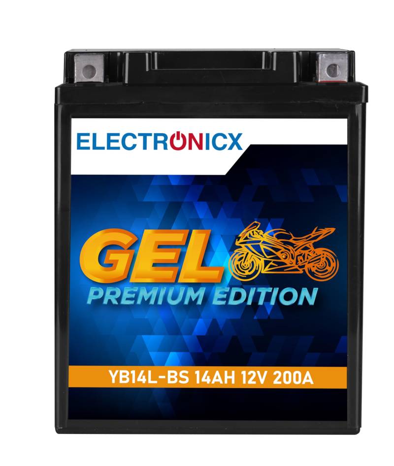 Electronicx GEL-Motorradbatterie 12V 14Ah 200A – Wartungsfrei, Hohe Startleistung, Langlebig – Ersetzt YB14L-A2, YB14L-B2, YTX14AHL-BS – Ideal für Motorräder, Quads & Roller von Electronicx
