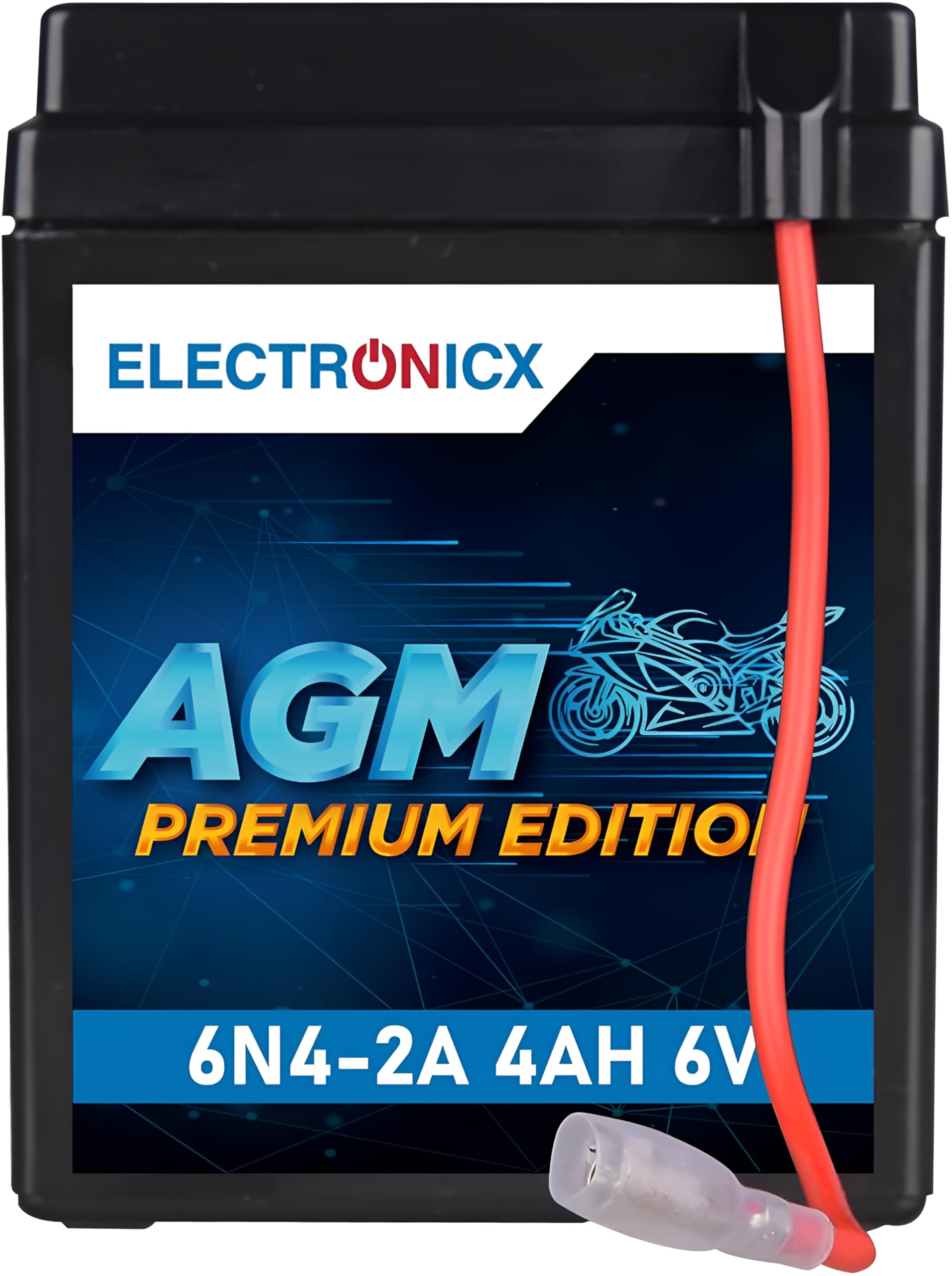 Electronicx Premium 6N4-2A-4 AGM Motorradbatterie 6V 4Ah – Wartungsfrei, Hohe Startleistung, Kipp- & auslaufsicher – Ersatz für 00414, 6N4-2A-7 Electronicx Premium 6N4-2A-4 AGM Motorradbatterie 6V 4Ah – Wartungsfrei, Hohe Startleistung, Kipp- & auslaufsicher – Ersatz für 00414, 6N4-2A-7 von Electronicx