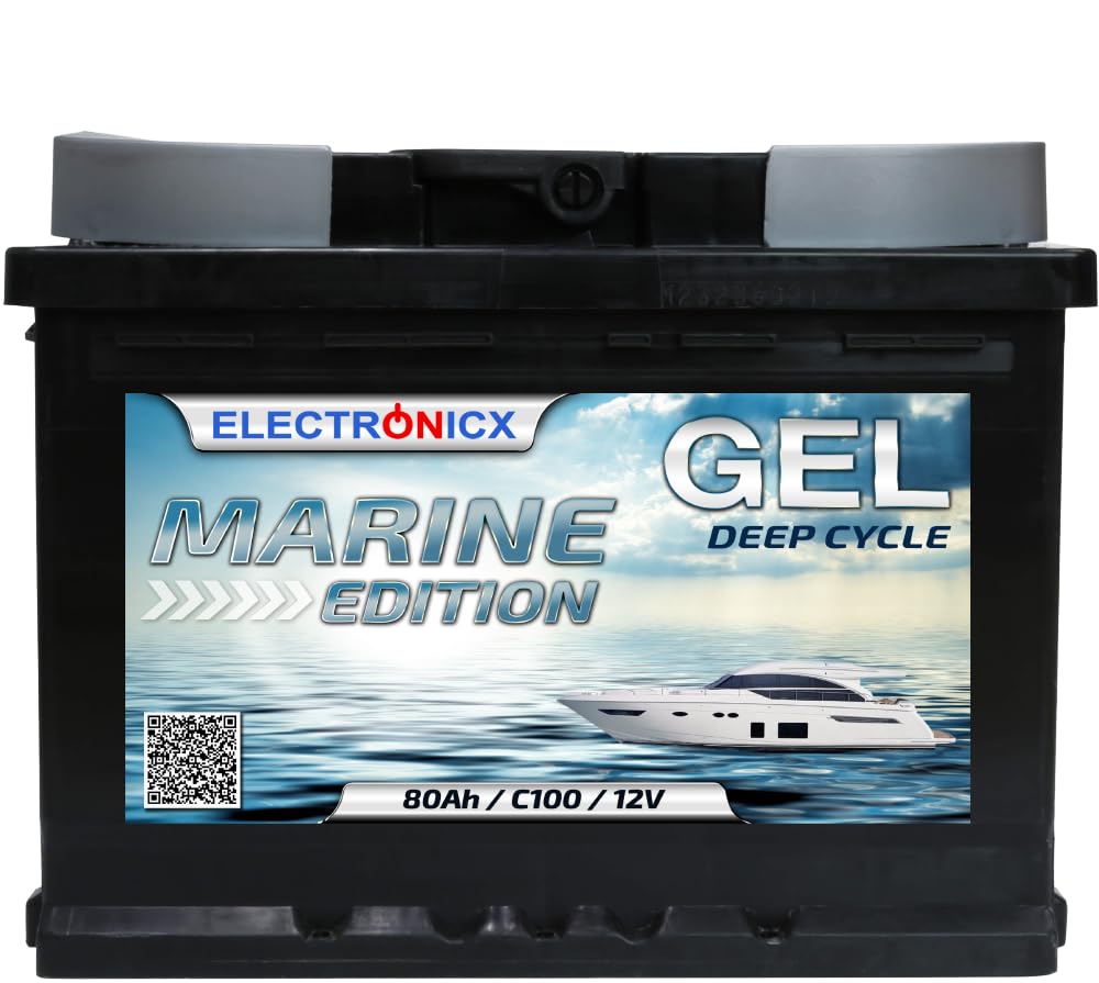 GEL Batterie 12v 80Ah Electronicx Marine Edition Solarbatterie 12v Akku 12v Solar Batterien Versorgungsbatterie 12v gel Wohnwagen Batterie Wohnmobil Gelbatterie 12v 80ah Solar Akku mover batterie von Electronicx