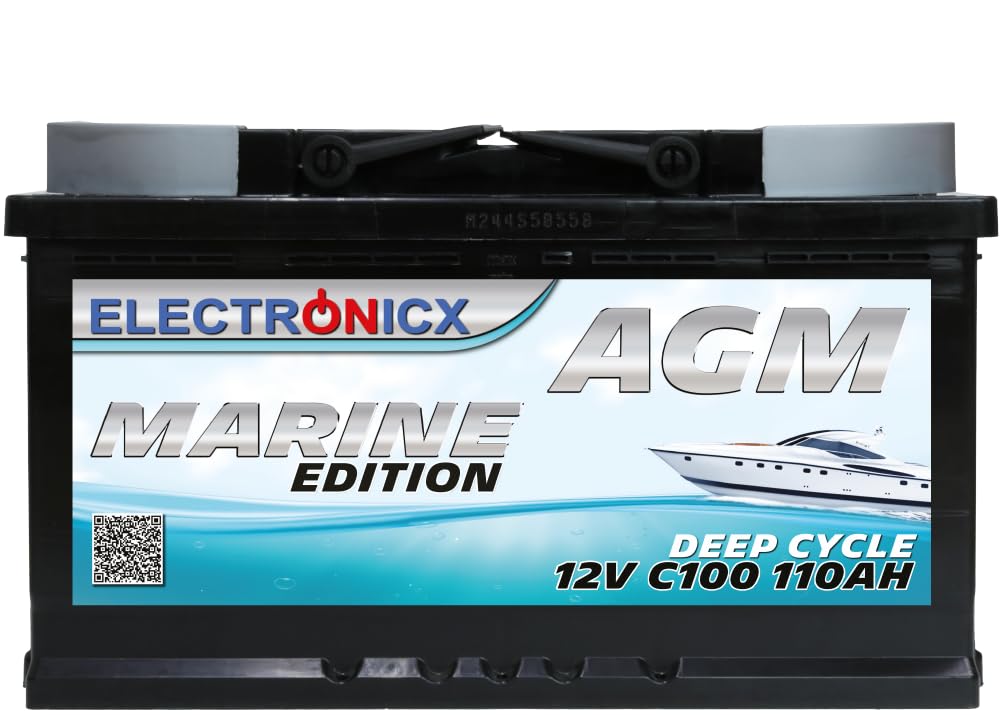 Premium 12V 110Ah AGM Batterie Marine Wohnwagen, Wohnmobile & Boote Solarbatterie für Camping & Outdoor Solaranlagen Batterieboot Versorgung 110 Ah von Electronicx