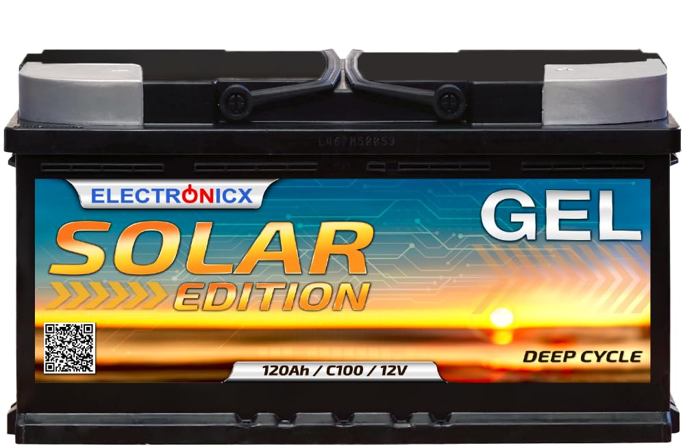 Gel Batterie 12V 120Ah Solar Edition Solarbatterien Gel-Technologie 12V Akku Solar Solarbatterie Bootsbatterie Wohnmobile, Wohnwagen 120 Ah Camping Ah von Electronicx