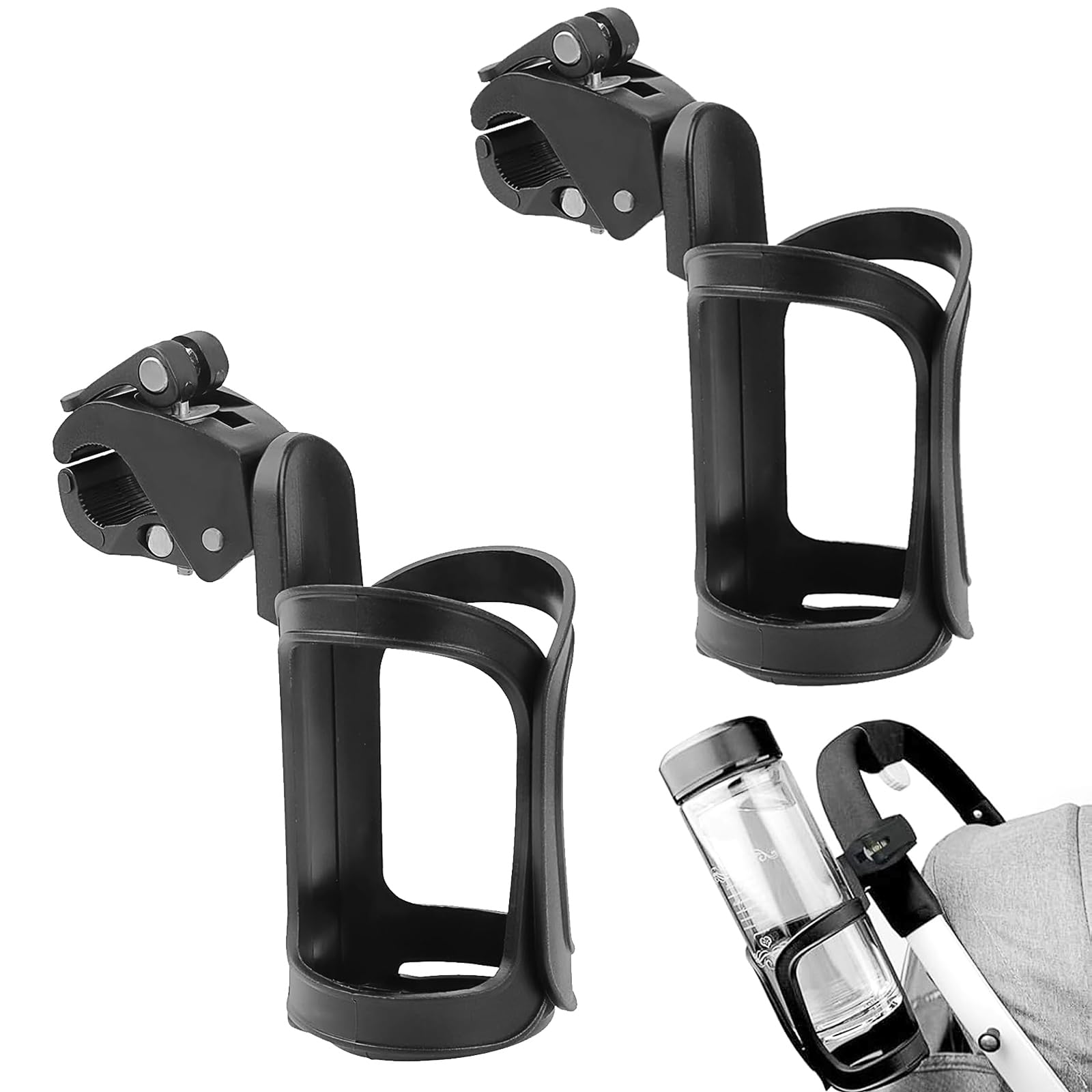 Getränkehalter für Kinderwagen,2 Stück Flaschenhalter Getränkehalter Getränkehalter für Rollstuhlfahrer 360 Grad Rotation Nuckelflaschen Wasser Becherhalter für Fahrrad,Kinderwagen,Laufband (Schwarz) Getränkehalter für Kinderwagen,2 Stück Flaschenhalter Getränkehalter Getränkehalter für Rollstuhlfahrer 360 Grad Rotation Nuckelflaschen Wasser Becherhalter für Fahrrad,Kinderwagen,Laufband (Schwarz) von Elegance-go