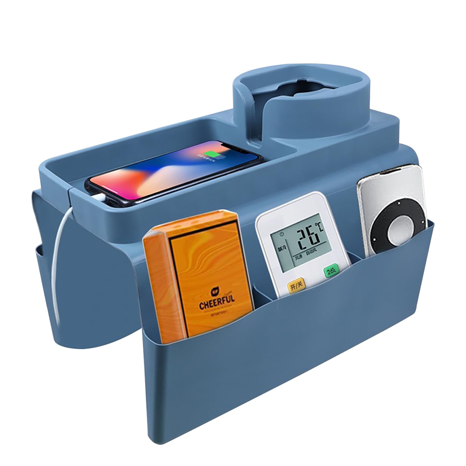 Elegauit Modernes Couch-Tablett, Armlehnen-Tisch mit Getränkehalter aus Silikon, Blau Elegauit Modernes Couch-Tablett, Armlehnen-Tisch mit Getränkehalter aus Silikon, Blau von Elegauit