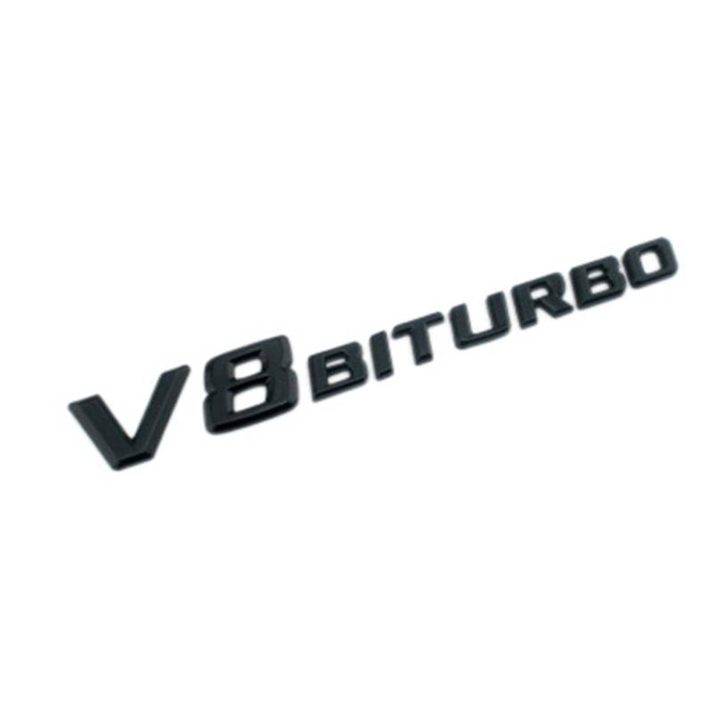3D Emblem V8 Biturbo Schriftzug Kunststoff Mit Schaumstoff Kleberückseite Badge Auto Aufkleber Car Sticker (Schwarz Glanz) von Elementra