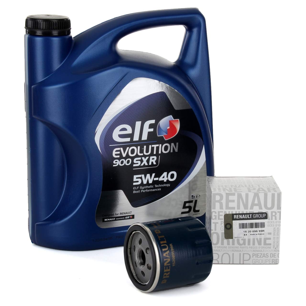 Duo Service Oil Change - Elf Evolution SXR 5W-40 5 lts + Original Ölfilter 152089599R von Elf