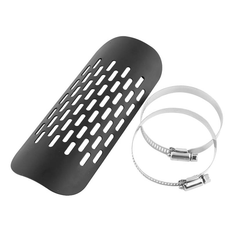 ElgnAura Universal Motorcycle Exhaust Heat Buckler: Metal Steel Muffler Pipe Heat Insulation Cover with Ventilation Design for Enhanced Performance (Black) von ElgnAura