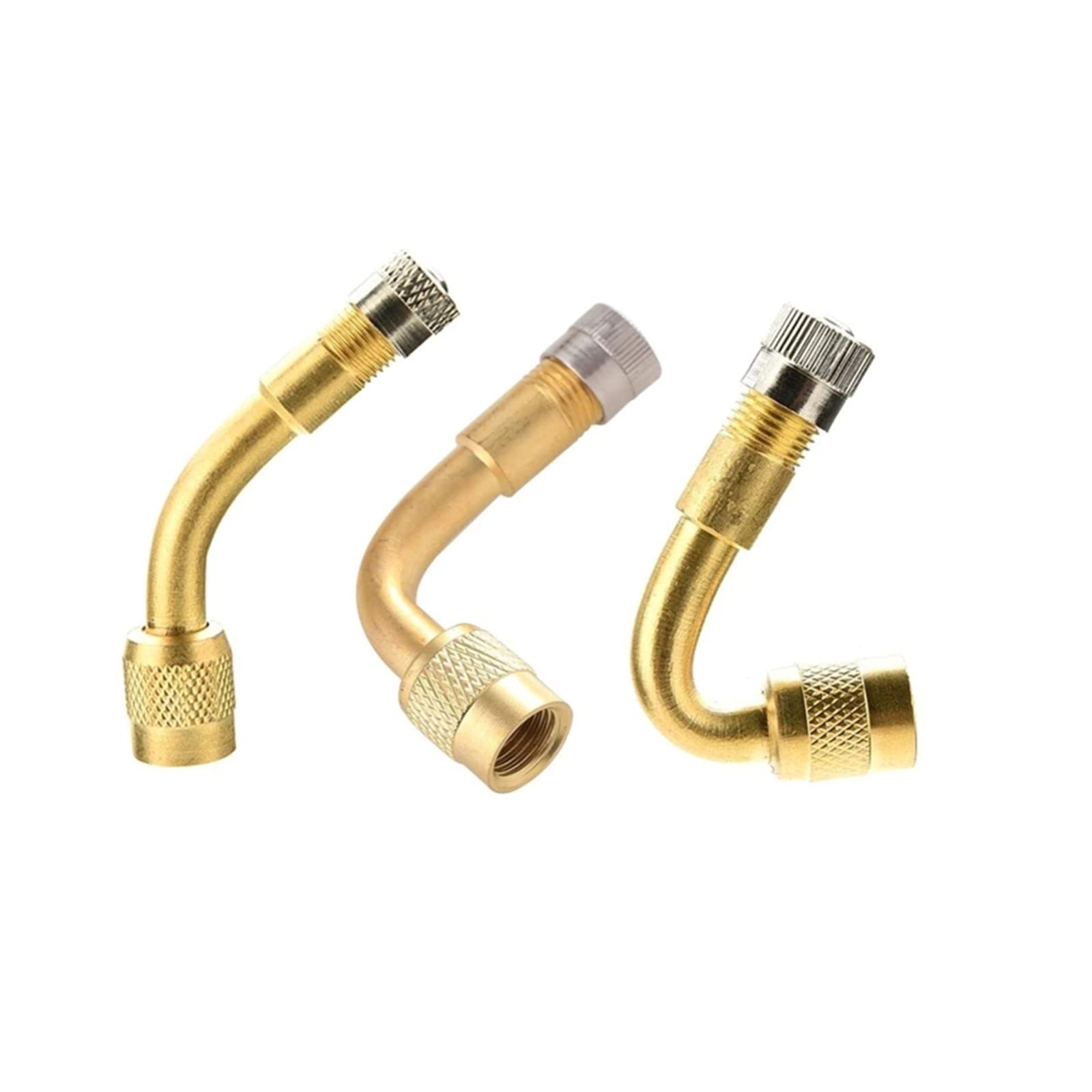 Elionless Reifenventil Adapter, 3 Stück 45/90/135 Grad Ventil Verlängerung Adapter für Auto Motorrad Fahrrad Scooter (Gold) von Elionless