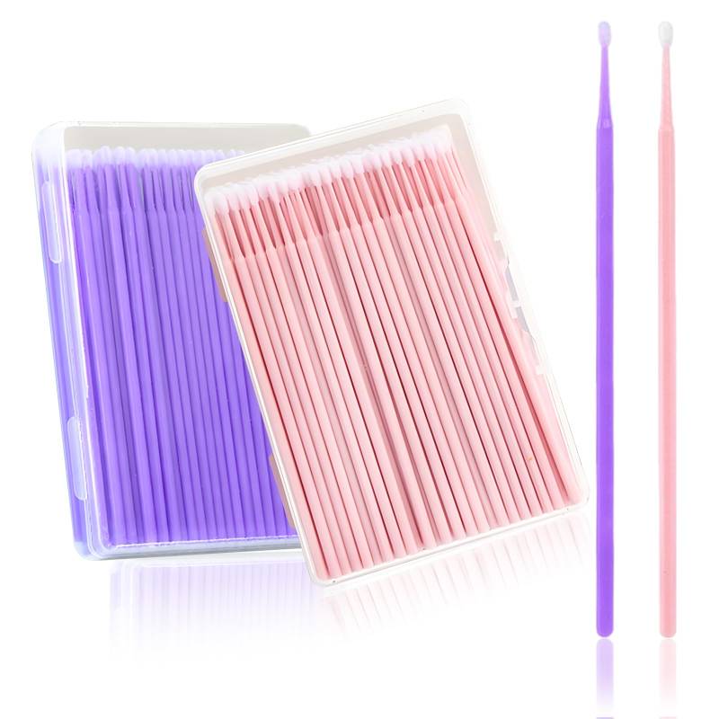 Elkuaie 100 Stück Farbtupfer, Lacktupfer Auto, multifunktionaler Mikroschmierpinsel, Wattestäbchen zur Reparatur von Farbschäden, Make-up-Reinigung (lila, rosa) von Elkuaie