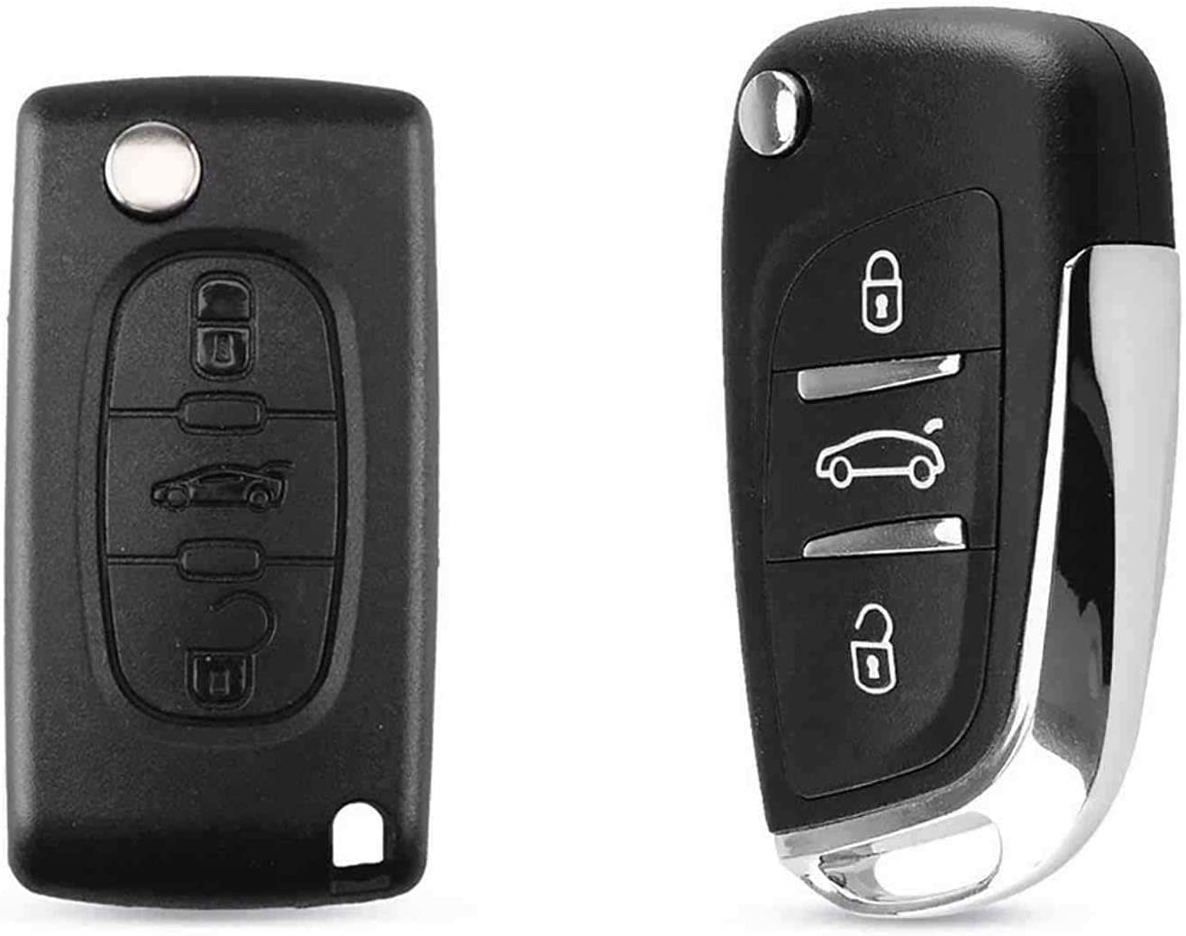 Ellenne Umrstsatz Funkschlssel kompatibel mit Peugeot 207, 307, 407, 507, 308, Expert PEUG-67 (Schwarz, Kunststoff) von Ellenne