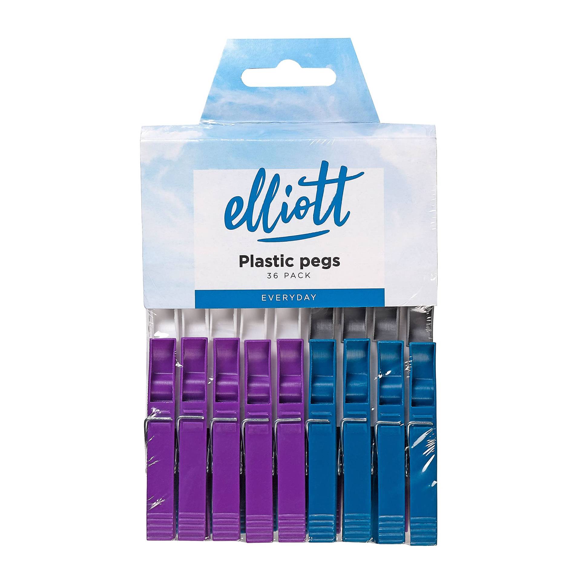 Elliott Kunststoffklammern mit Metallfeder, 36er-Pack, unverzichtbar für die tägliche Wäsche, mehrfarbige Packung von Elliott