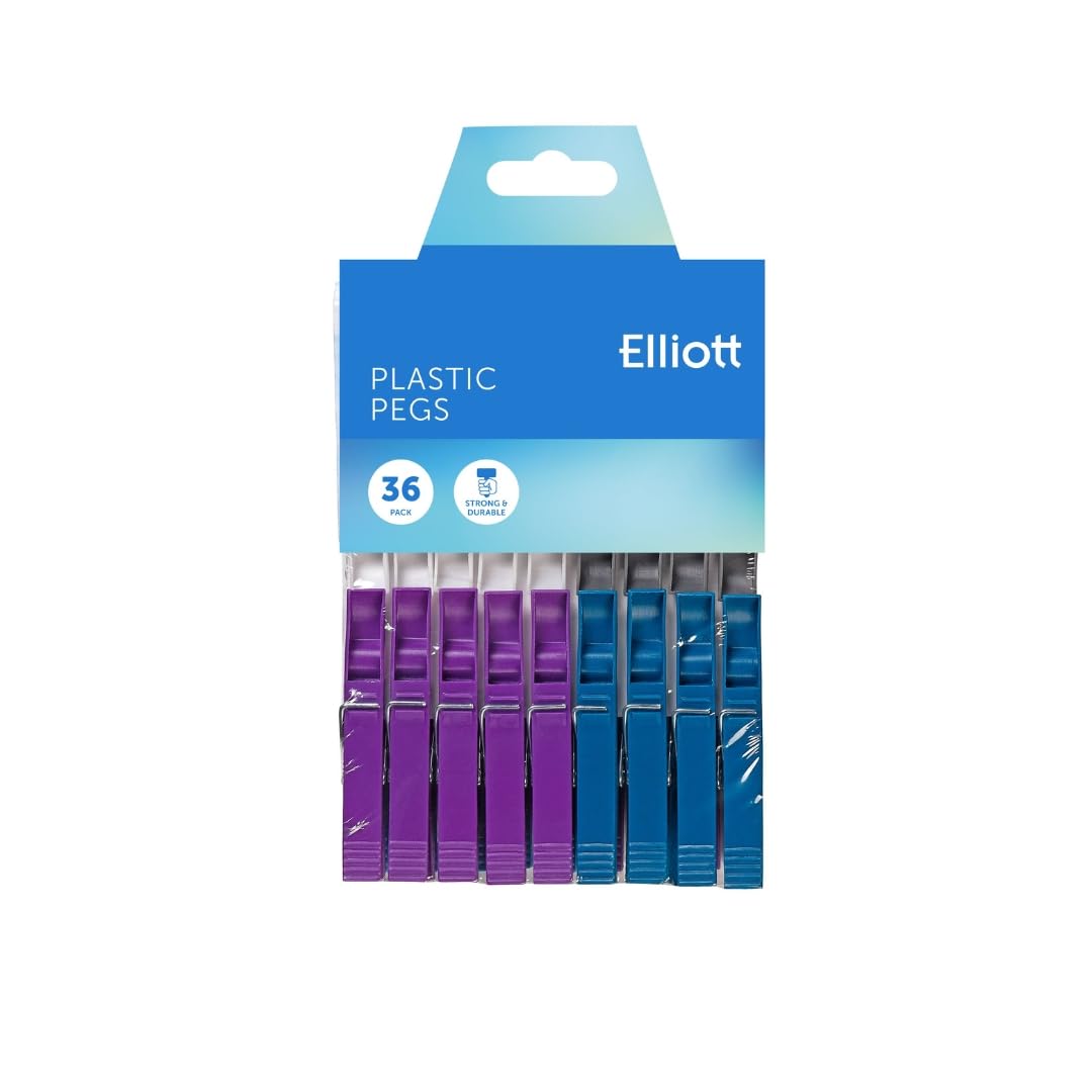 Elliott Kunststoffklammern mit Metallfeder, 36er-Pack, unverzichtbar für die tägliche Wäsche, mehrfarbige Packung Elliott Kunststoffklammern mit Metallfeder, 36er-Pack, unverzichtbar für die tägliche Wäsche, mehrfarbige Packung von Elliott