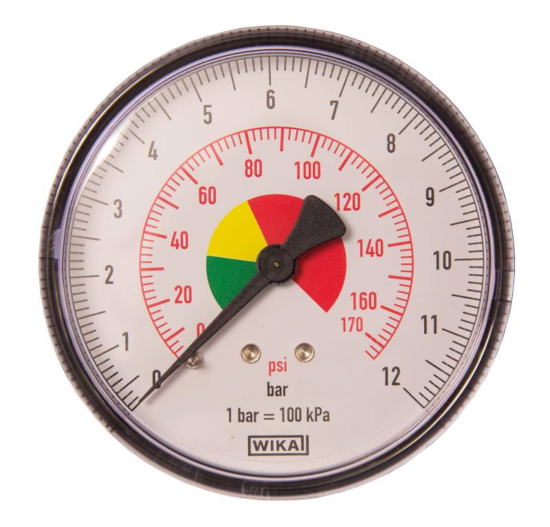 Elmag - Druckmanometer 0 - 12 bar Ø 80 mm, Ø 1/4 Zoll Außengewinde hinten von Elmag