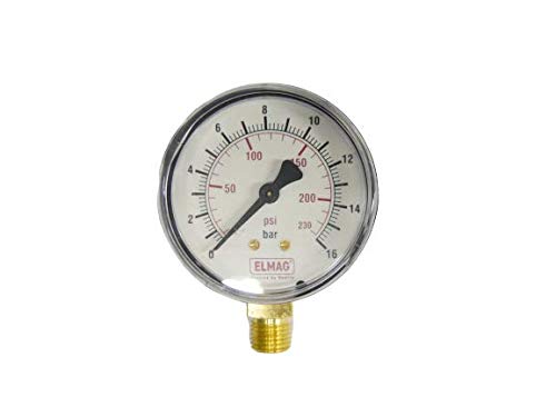 Elmag - Druckmanometer 0 - 16 bar Ø 63 mm, Ø 1/4" Außengewinde hinten von Elmag