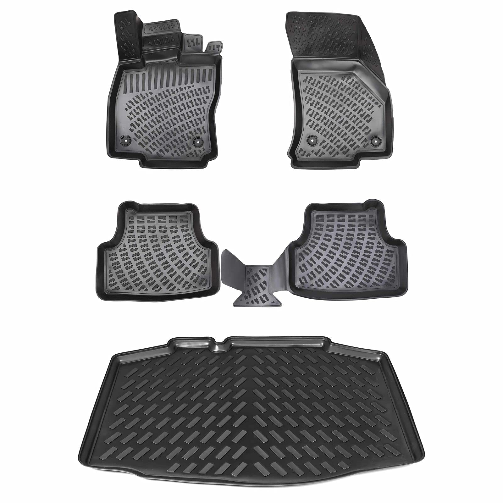 Design Gummimatten & Kofferraumwanne Set für SEAT Ibiza 5 (V) ab 2017 | Antirutsch mit hohem 5cm Rand von Elmasline