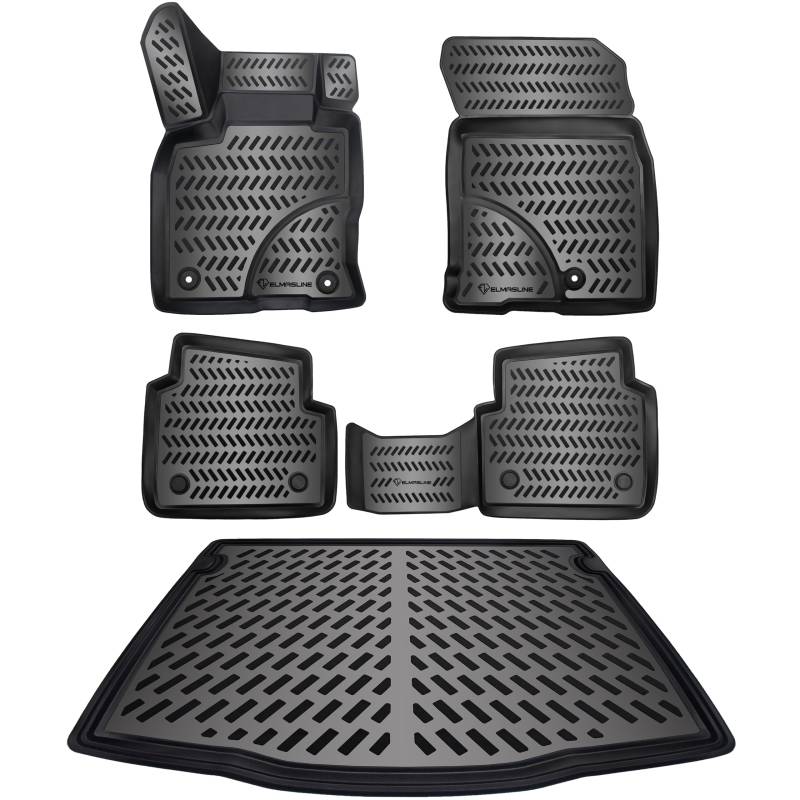 ELMASLINE 3D Gummimatten + Kofferraumwanne Set für Ford KUGA 3 (III) 2019-2025 | Fußmatten Hoher Rand von Elmasline