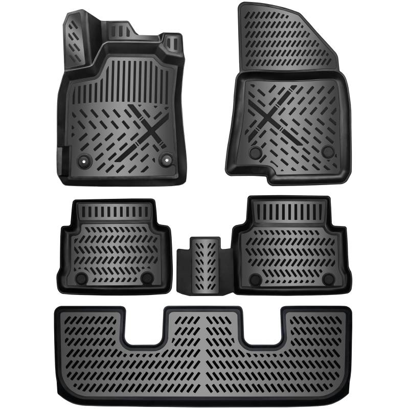 ELMASLINE 3D Gummimatten Set für SEAT Alhambra 2017-2023 | Hoher Rand | Zubehör | Fußmatten von Elmasline