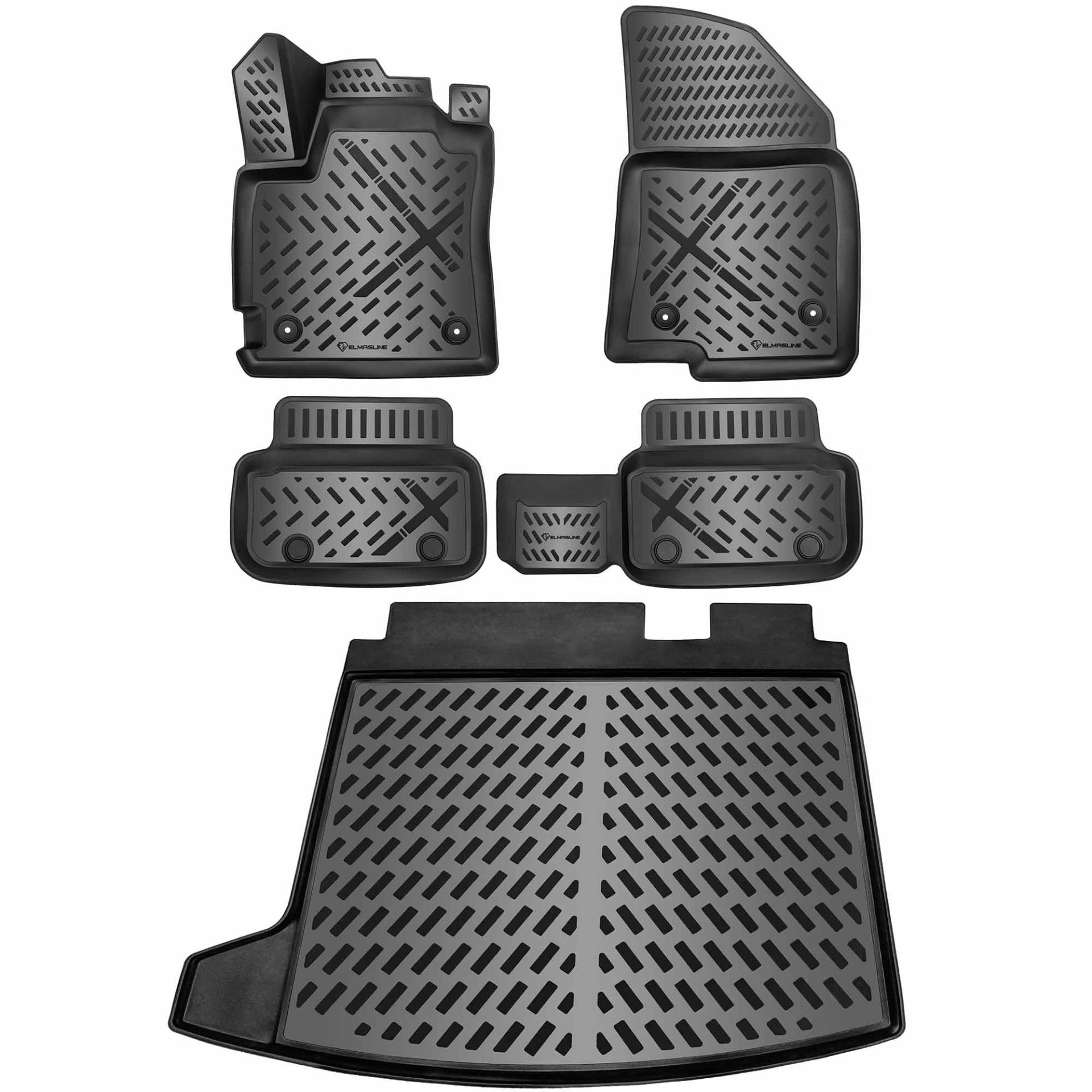 ELMASLINE 3D Gummimatten & Kofferraumwanne Set für Dacia Jogger 2022-2024 | Fußmatten Zubehör von Elmasline