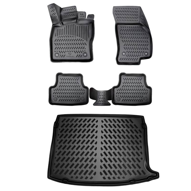 ELMASLINE 3D Gummimatten & Kofferraumwanne Set für Mercedes GLC (X253) 2015-2022 (SUV) | Passt Nicht in Plug in Hybrid!!! von Elmasline