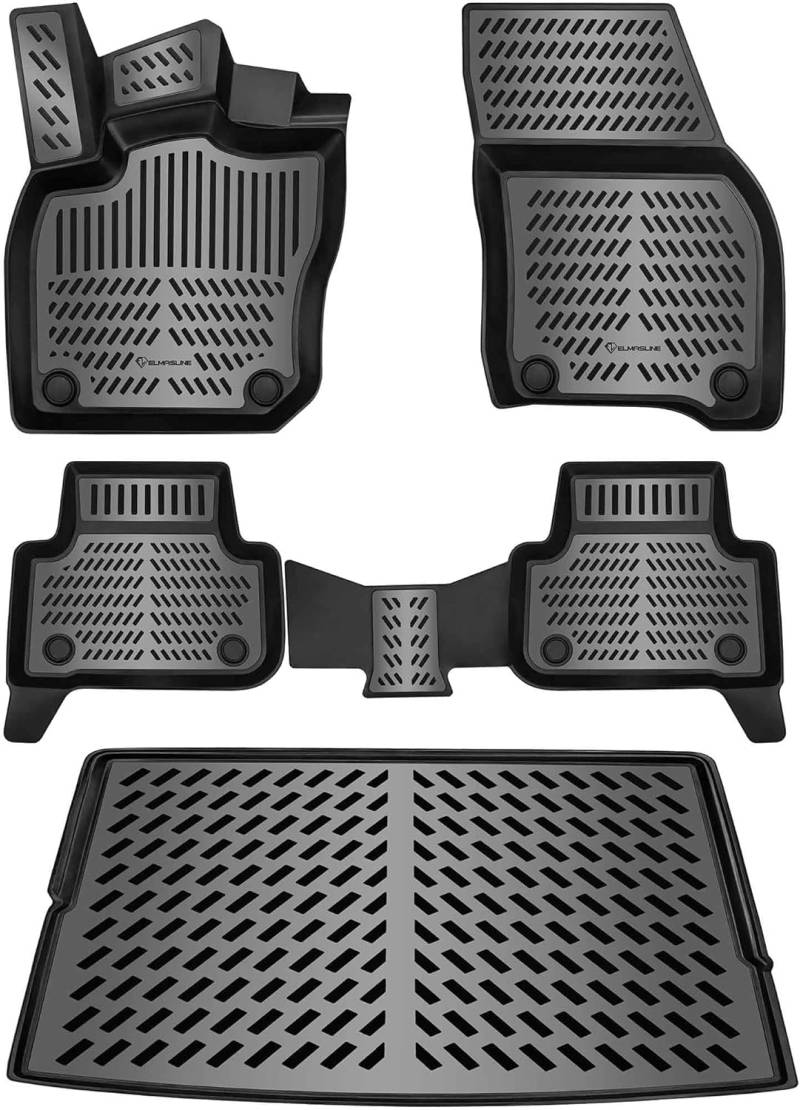 ELMASLINE 3D Gummimatten & Kofferraumwanne Set für VW TIGUAN 3 (2023-2025) oberer Ladeboden (verstellbar) | Zubehör Fußmatten Kofferraummatte von Elmasline