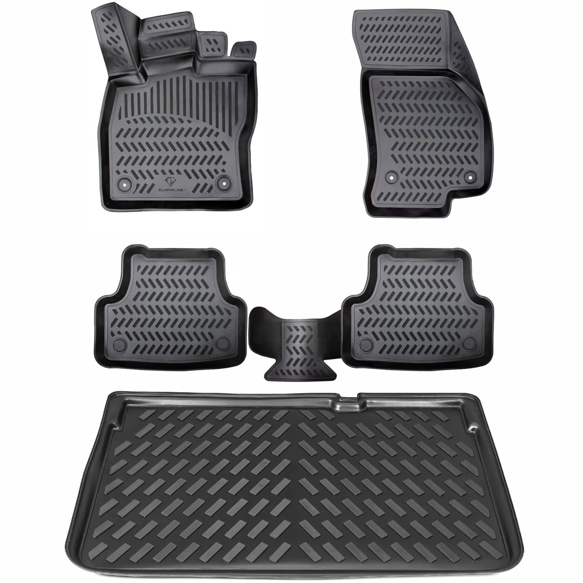 ELMASLINE 3D Gummimatten & Kofferraumwanne für Dacia Lodgy ab 2012-5-Sitzer | Fußmatten | Kofferraummatte | Zubehör von Elmasline