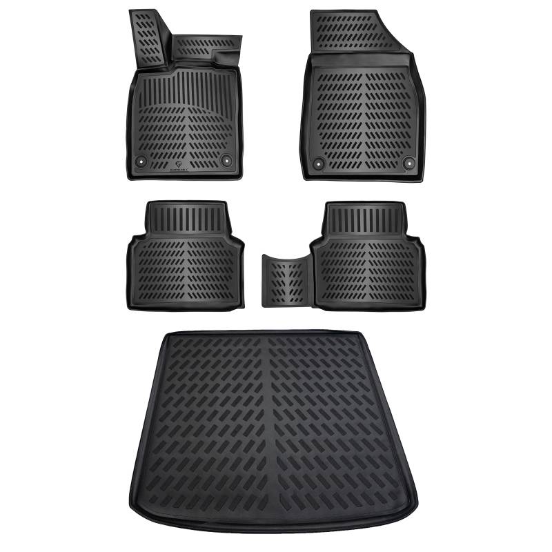 ELMASLINE 3D Gummimatten & Kofferraumwanne für VW Passat B7 Kombi 2010-2014 | Extra hoher 5cm Rand | Zubehör Fußmatten & Kofferraummatte von Elmasline