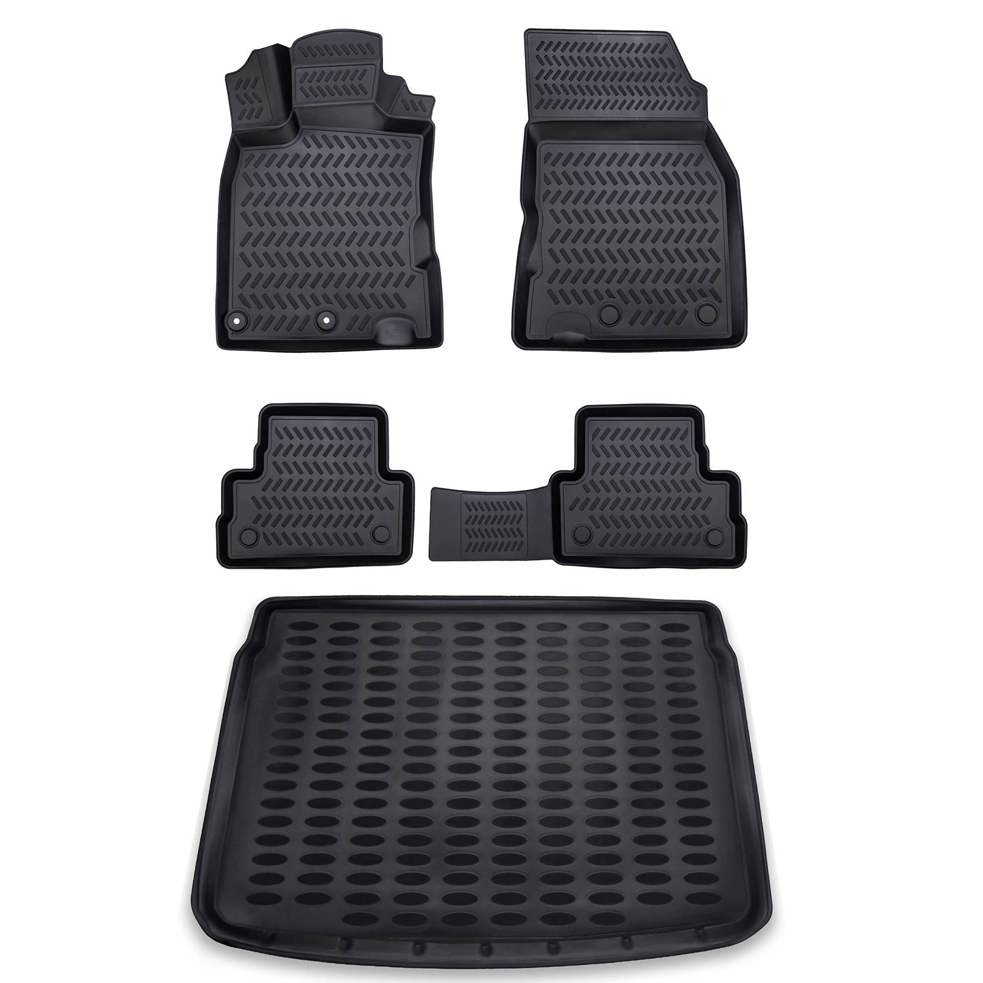 ELMASLINE Gummimatten & Kofferraumwanne Set für Nissan Qashqai 2014-2021 J11(oberer Ladeboden) | Zubehör Fußmatten Kofferraum von Elmasline