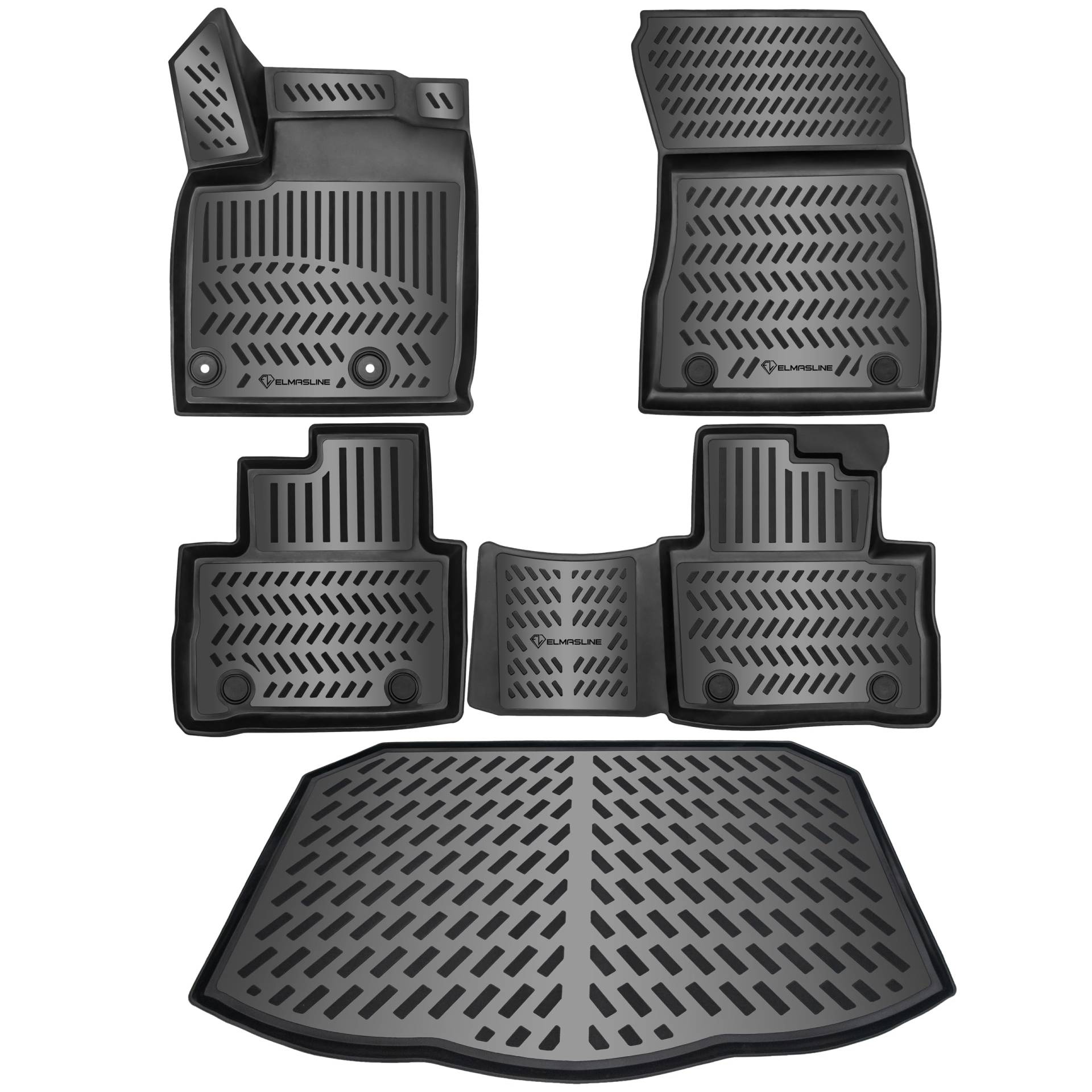 ELMASLINE 3D Gummimatten & Kofferraumwanne Set für Nissan Qashqai (J12) 2021-2024 unterer Ladeboden | Passt Nicht in E-Power !!! | Zubehör Kofferraum Fußmatten von Elmasline