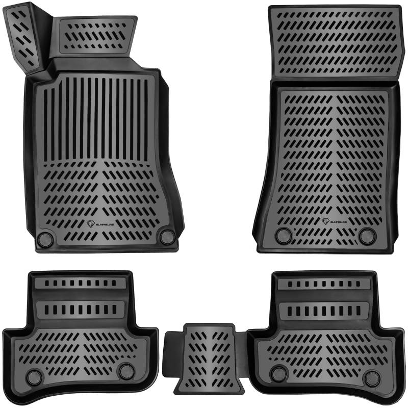 ELMASLINE 3D Gummimatten Set für Mercedes C-Klasse W203 2000-2007 | Fußmatten mit extra hohem Rand | Zubehör von Elmasline