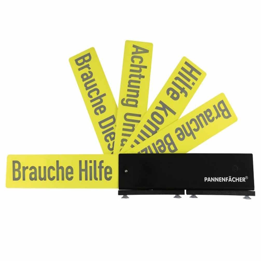 Emanhu Trading Pannenfächer Schilder-Fäche Warndreieck in Schwarz-Gelb mit 5 Hinweiskarten Reflektierend zum Ausklappen Saugfüße zur Befestigung auf dem Dach Emanhu Trading Pannenfächer Schilder-Fäche Warndreieck in Schwarz-Gelb mit 5 Hinweiskarten Reflektierend zum Ausklappen Saugfüße zur Befestigung auf dem Dach von Emanhu Trading