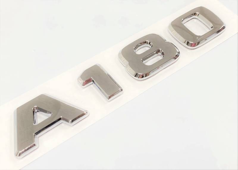 A180 Chrom-Emblem für den Kofferraum, kompatibel mit A180 Namensschild, Buchstaben, Zahlen von EmbemsCar