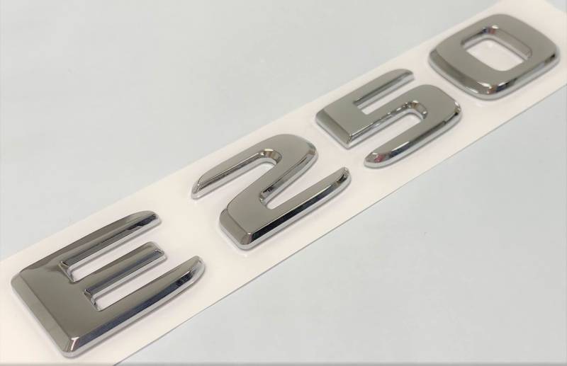 E250 Chrom-Emblem für den Kofferraum, kompatibel mit E250 Namensschild, Buchstaben, Zahlen von EmbemsCar