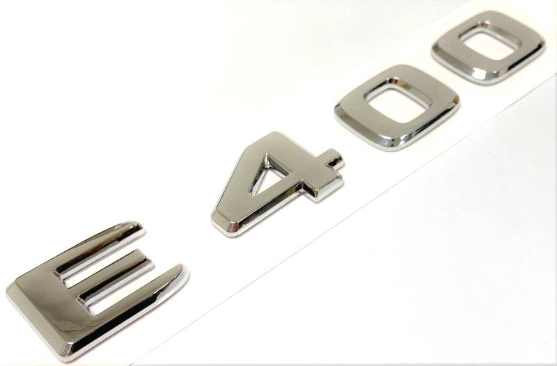 E400 Chrom-Emblem für den Kofferraum, kompatibel mit E400 Namensschild, Buchstaben, Zahlen von EmbemsCar
