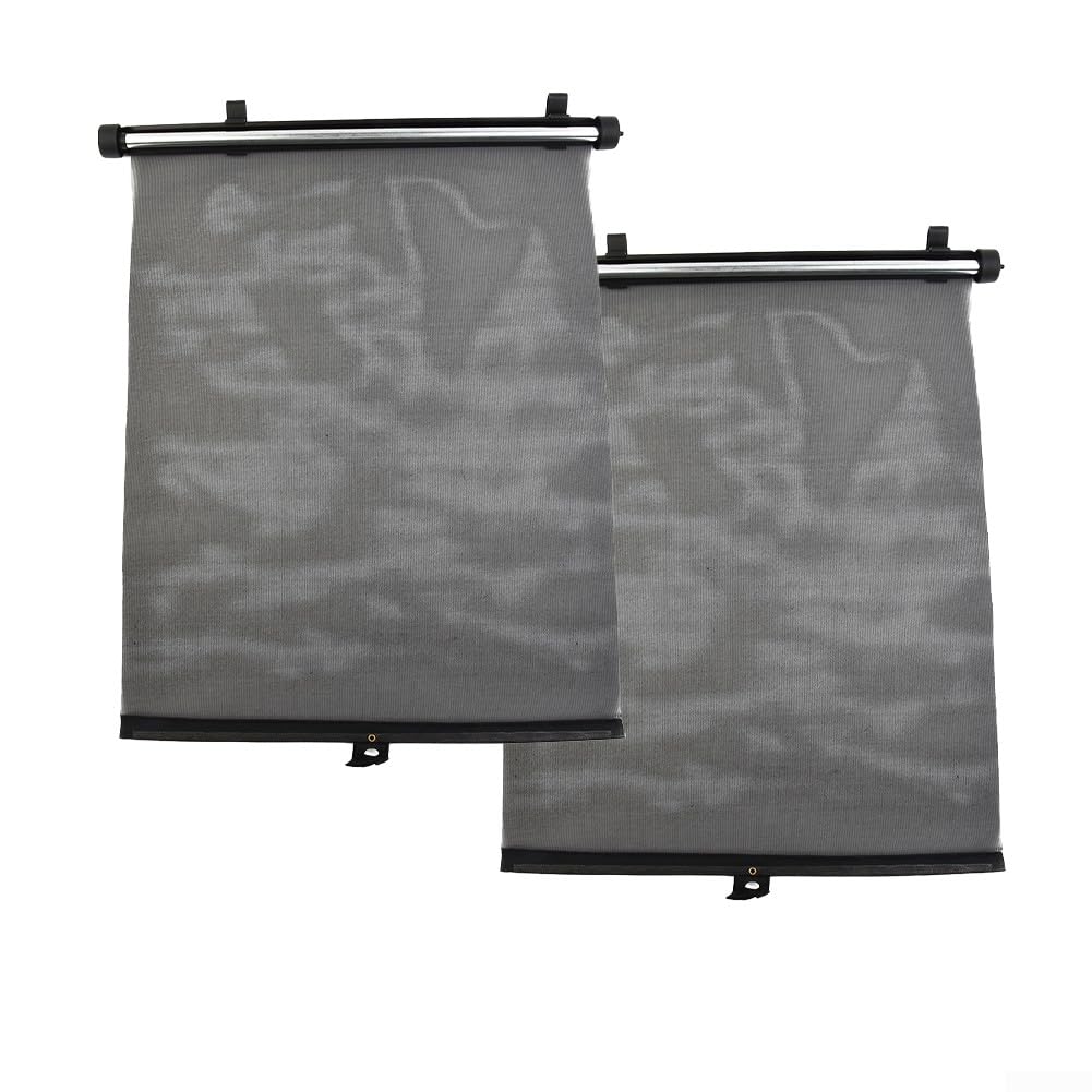 Emiif 2Pcs Retractable Car Side Casement Baby Sun Shade Shield Cover Roll Curtain Visor Car Roller Shades 40 * 45cm Sun Visors von Emiif