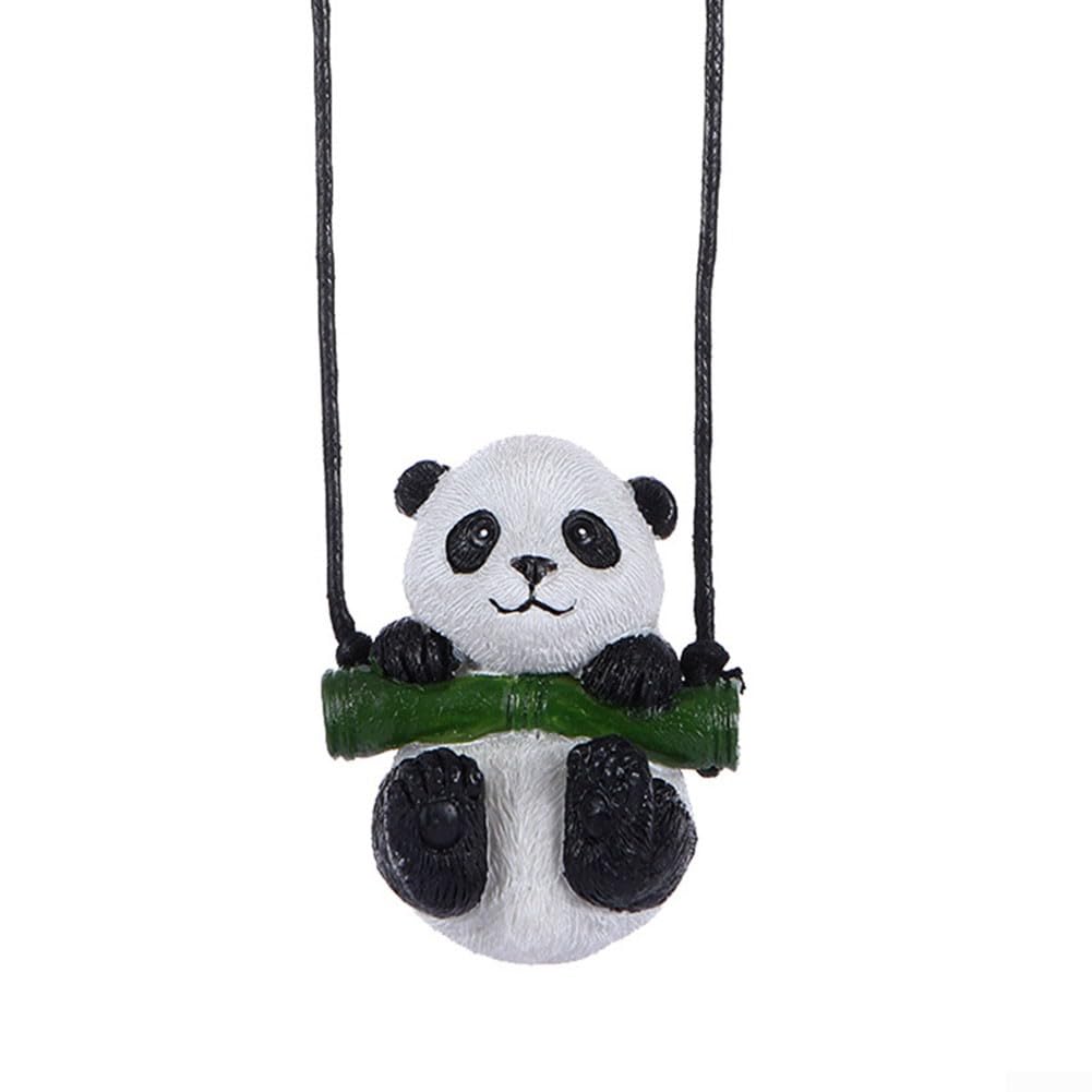 Emiif Panda Auto Hängende Ornament Spiegel Hängende Innenzubehör Rückspiegel 8,7 x 5,7 x 5,7 cm Lustige Auto Dekor Auto Anhänger von Emiif