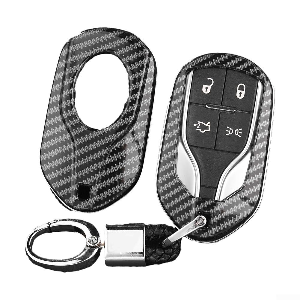 Schlüsselhülle für Maserati für Ghibli und Levante, Kohlefaser-Stil mit starkem Signal, Metall-Schlüsselanhänger Schlüsselhülle für Maserati für Ghibli und Levante, Kohlefaser-Stil mit starkem Signal, Metall-Schlüsselanhänger von Emiif