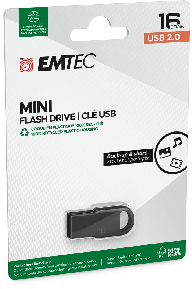 Emtec ECMMD16GD252P3 D250 USB-Stick, Schwarz von Emtec