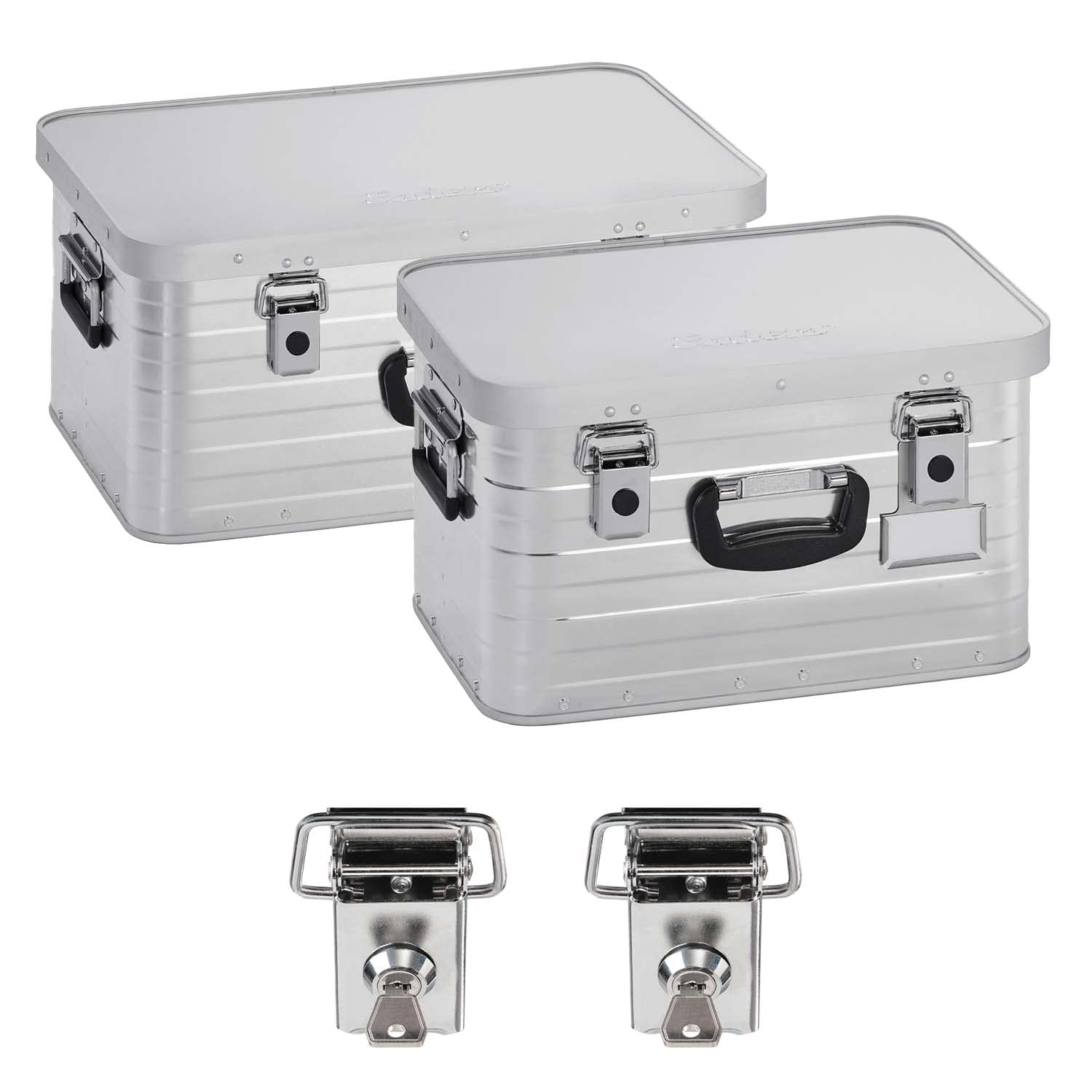 Enders Alubox 29 L + 47 L mit 2X Schloss Set - Aluminium Box stabile Wandstärke, spritzwasserdicht, stapelbar - Alu Box, Alukiste, Metallbox - verwendbar als Transportbox, Lagerbox, Werkzeugkiste Enders Alubox 29 L + 47 L mit 2X Schloss Set - Aluminium Box stabile Wandstärke, spritzwasserdicht, stapelbar - Alu Box, Alukiste, Metallbox - verwendbar als Transportbox, Lagerbox, Werkzeugkiste von Enders