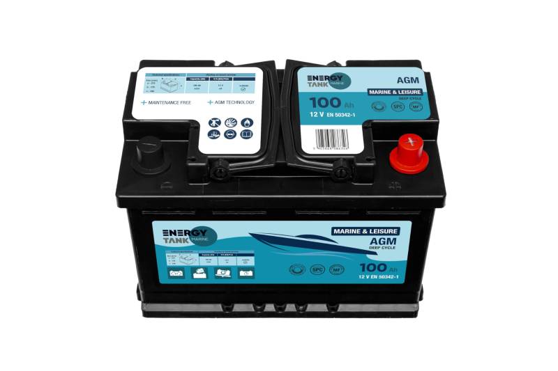 Bootsbatterie 12v 100Ah - Bootsbatterie Mobil und Stationär - AGM Batterie Lange Lebensdauer - Boot Batterie Gegen Vibrationen und Stöße Geschützt von EnergyTank