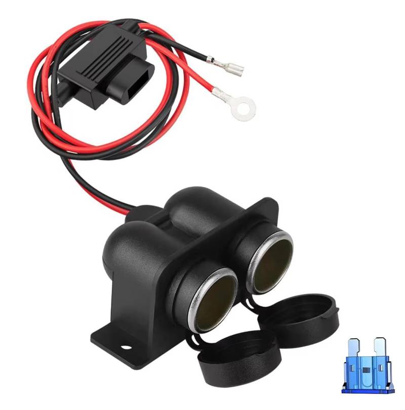 Zigarettenanzünder Verteiler, Wasserdicht Marine Grade DC 12V/24V 2 Fach KFZ zigarettenanzünder Adapter,Mit 15A Sicherung (CL05) von Enisina