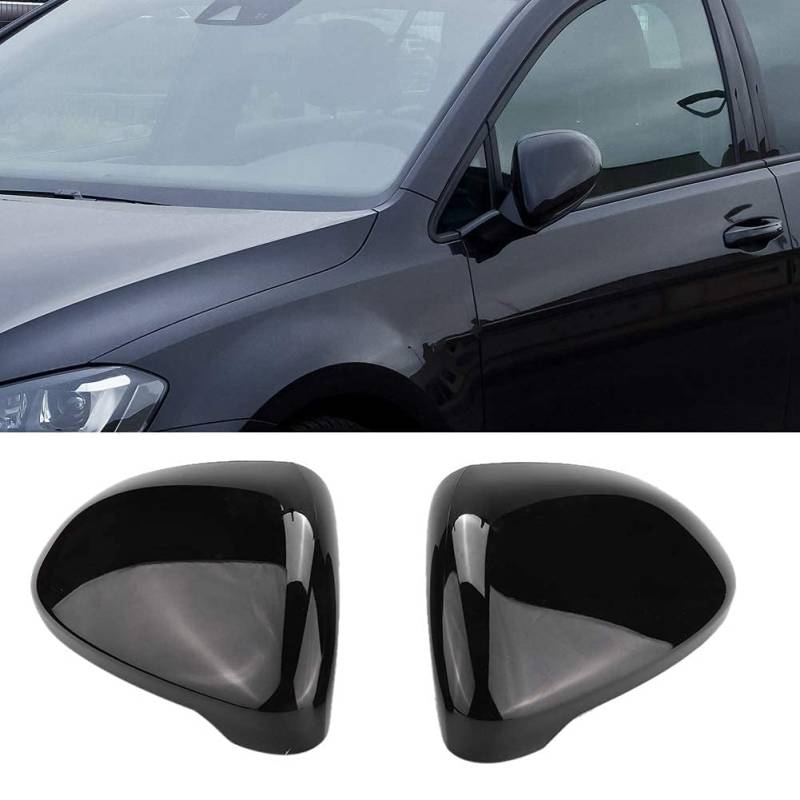 Spiegelkappen Golf 7, 2pcs Car Side Rückspiegel Abdeckung Rückspiegel Kappe (Bright Black) für 7 MK7 MK7.5 R GTD VII von Entatial